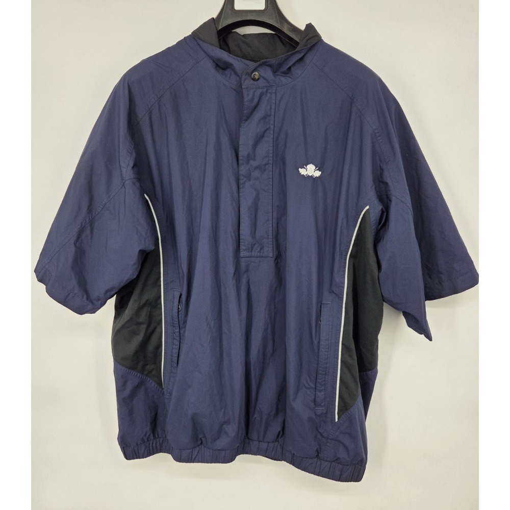 FootJoy Dryjoys 1/2 Zip Pullover Rain Jacket‎ Mens XL Navy Blue Short Sleeve EUC